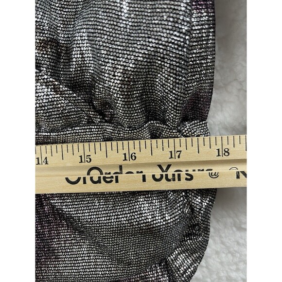 Anthropologie Maison De Amelie Top Womens L Shimmer Silver Puff Long Sleeve Chic - Picture 4 of 8